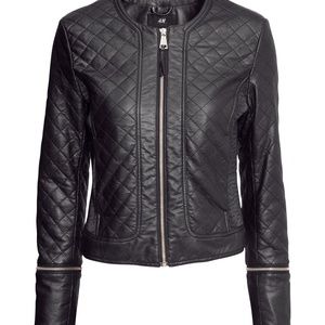 H & M Black Faux Leather Moto Jacket